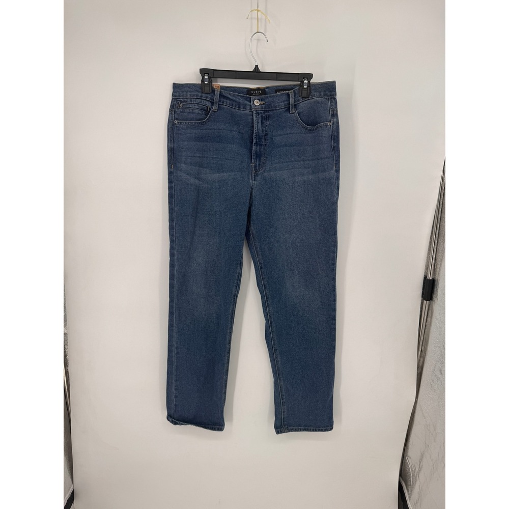 Curve Appeal Relaxed Fit Jeans Women 12/31 Blue New Mid-Rise Straight Leg Denim